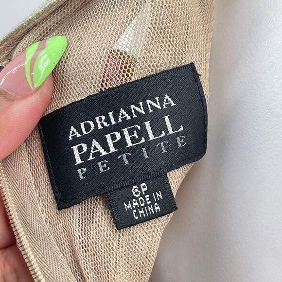 Adrianna Papell 6P Petite Champagne Metallic Tiered V-Neck Dress, New With Tag - Picture 16 of 17